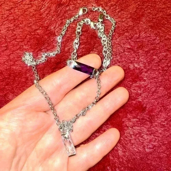 🌺Asymmetrical Colours Baguette Cabochons Stones set of Necklace and Bracelet 🌺 - Picture 2 of 7